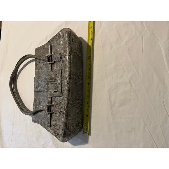 Charlie Lapson Taupe Snake Embossed Faux Leather Tote Shoulder Bag 17 Inch - Picture 7 of 8